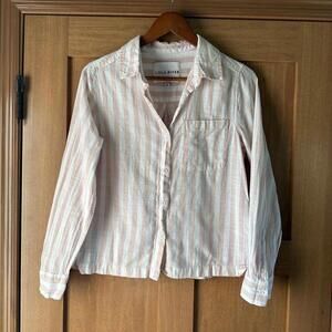 Lola River Pink / White striped Button Down Shirt 100% Cotton Women’s size XS​